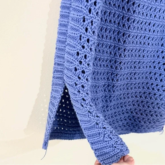 Free People Blue Crochet Knit Sleeveless Tunic Dress Boho - Picture 4 of 6